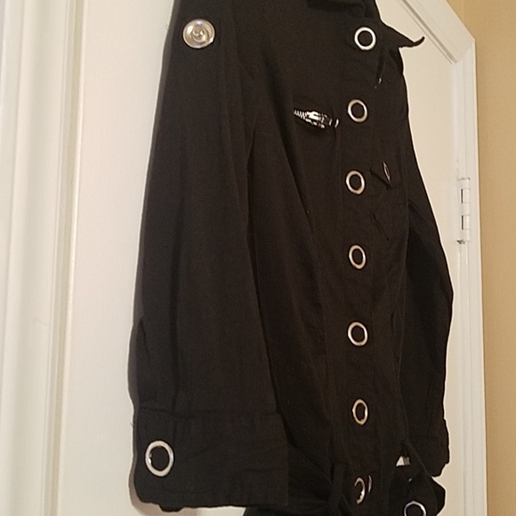 Black grommet blouse/jacket - Picture 3 of 4